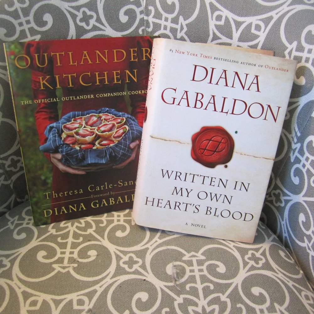 Outlander Cookbook and Written in my Own Heart's Blood Novel  2 Books